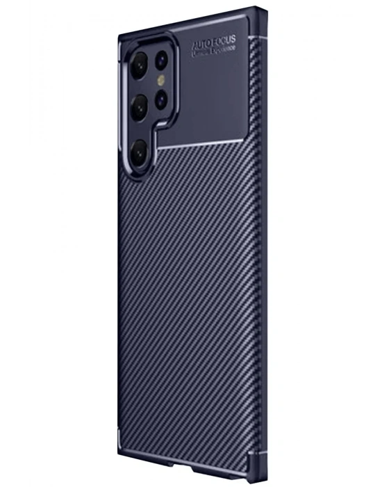 Newface Samsung Galaxy S25 Ultra Kılıf Auto Focus Karbon Kapak - Lacivert
