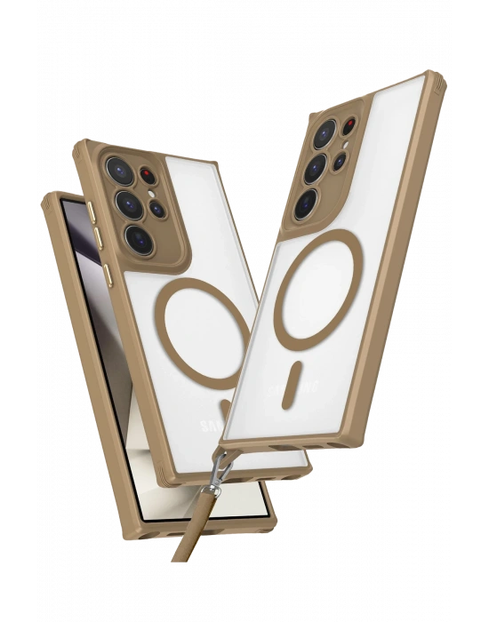 Newface Samsung Galaxy S25 Ultra Kılıf Enka Magsafe Silikon Kılıf - Desert