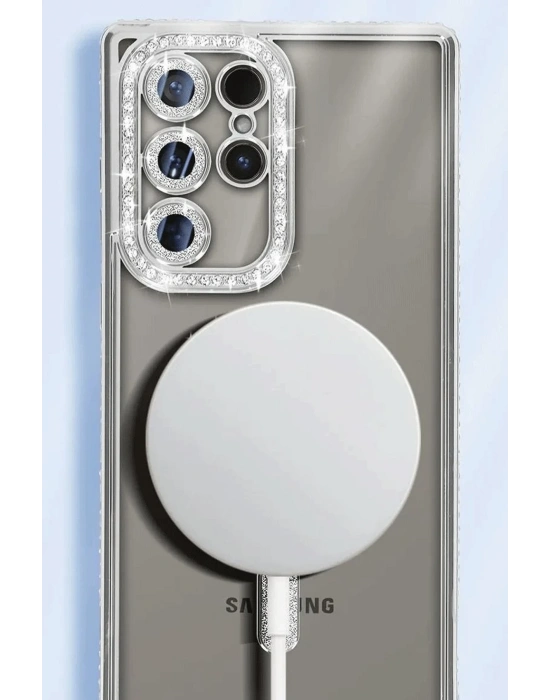 Newface Samsung Galaxy S25 Ultra Kılıf Joke Simli Magneticsafe Kılıf - Gold