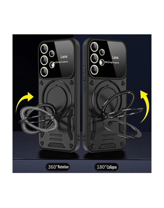 Newface Samsung Galaxy S25 Ultra Kılıf Joy Lens Standlı Kapak - Mor