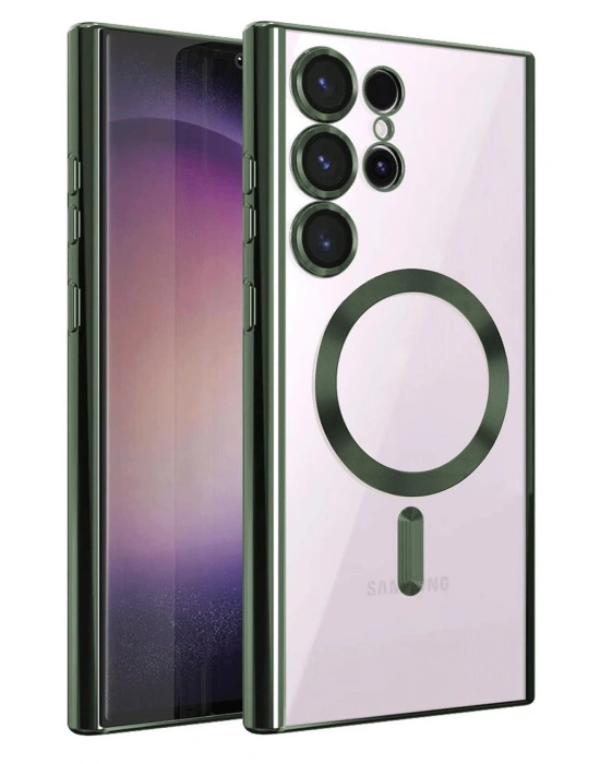 Newface Samsung Galaxy S25 Ultra Kılıf Kross Magneticsafe Kapak - Koyu Yeşil