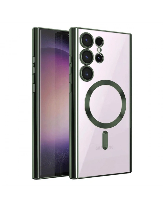 Newface Samsung Galaxy S25 Ultra Kılıf Kross Magneticsafe Kapak - Koyu Yeşil