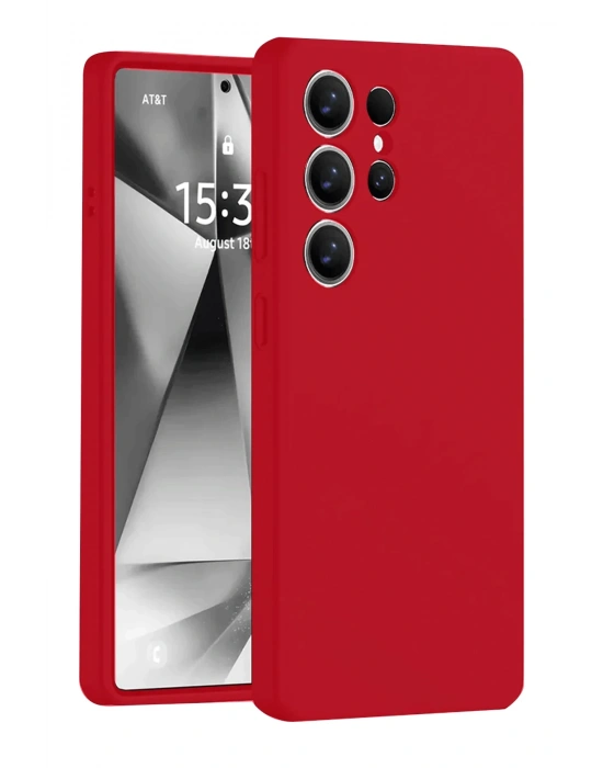 Newface Samsung Galaxy S25 Ultra Kılıf Nano içi Kadife Silikon - Kırmızı