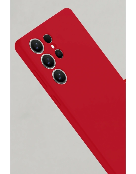 Newface Samsung Galaxy S25 Ultra Kılıf Nano içi Kadife Silikon - Kırmızı