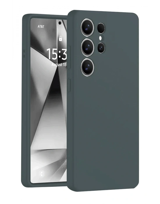 Newface Samsung Galaxy S25 Ultra Kılıf Nano içi Kadife Silikon - Koyu Yeşil