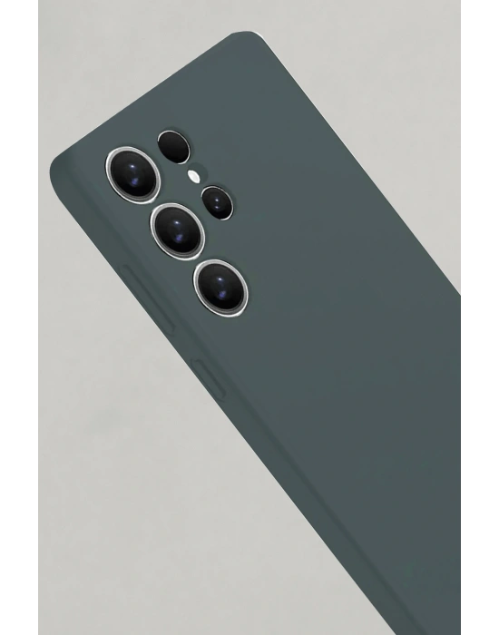 Newface Samsung Galaxy S25 Ultra Kılıf Nano içi Kadife Silikon - Koyu Yeşil