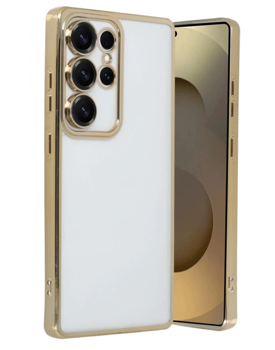 Newface Samsung Galaxy S25 Ultra Kılıf Razer Lensli Silikon - Gold