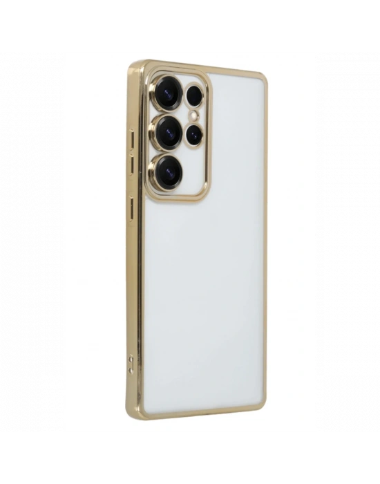 Newface Samsung Galaxy S25 Ultra Kılıf Razer Lensli Silikon - Gold