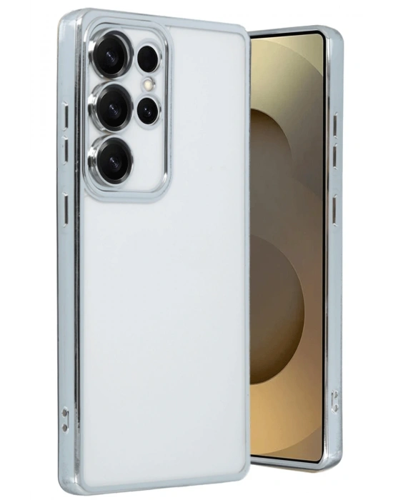 Newface Samsung Galaxy S25 Ultra Kılıf Razer Lensli Silikon - Gümüş