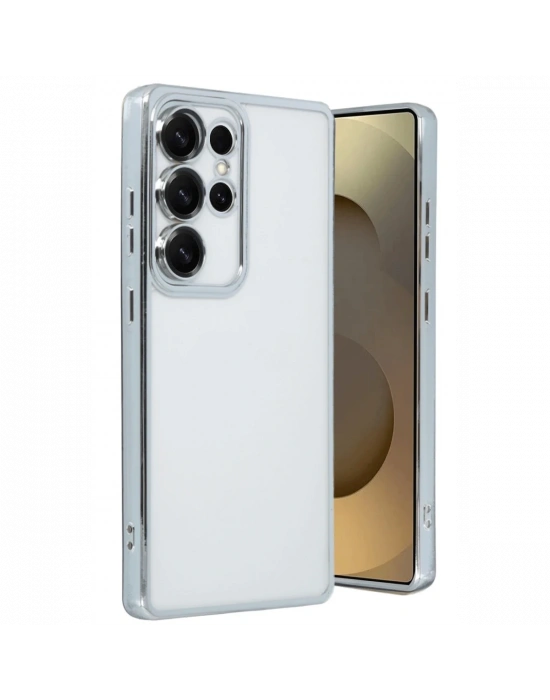 Newface Samsung Galaxy S25 Ultra Kılıf Razer Lensli Silikon - Gümüş