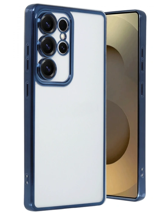 Newface Samsung Galaxy S25 Ultra Kılıf Razer Lensli Silikon - Lacivert