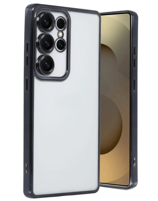 Newface Samsung Galaxy S25 Ultra Kılıf Razer Lensli Silikon - Siyah