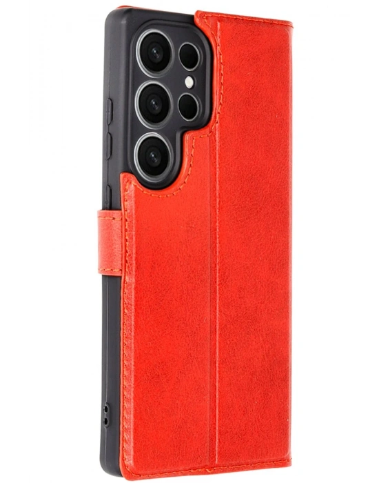 Newface Samsung Galaxy S25 Ultra Kılıf Trend S Plus Kapaklı Kılıf - Kırmızı