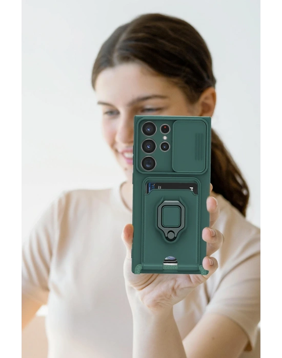 Newface Samsung Galaxy S25 Ultra Kılıf Zuma Kartvizitli Yüzüklü Silikon - Kırmızı