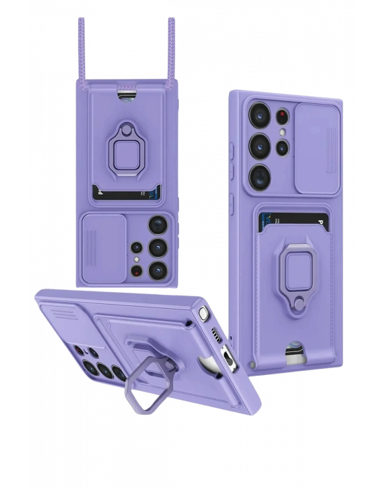 Newface Samsung Galaxy S25 Ultra Kılıf Zuma Kartvizitli Yüzüklü Silikon - Lila