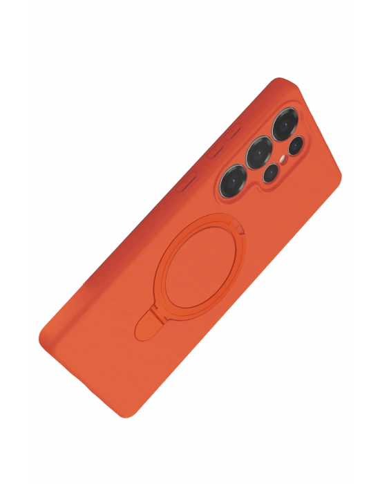 Newface Samsung Galaxy S25 Ultra Regal Magsafe Standlı Kapak - Turuncu