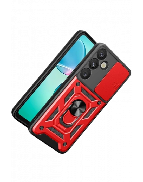 Newface Samsung Galaxy S26 Plus Pars Lens Yüzüklü Silikon - Kırmızı