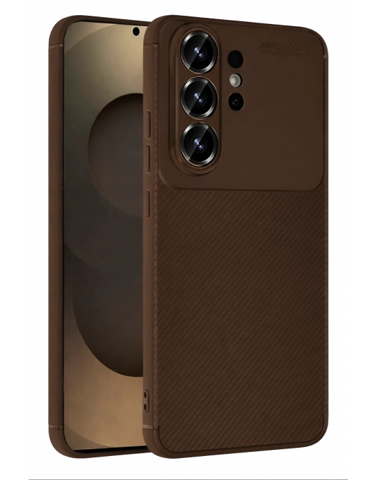 Newface Samsung Galaxy S26 Ultra Auto Focus Karbon Kapak - Kahverengi