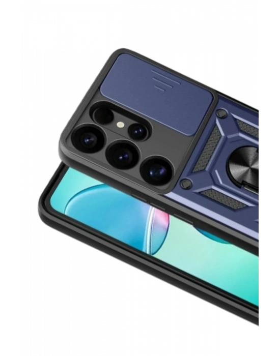 Newface Samsung Galaxy S26 Ultra Pars Lens Yüzüklü Silikon - Lacivert