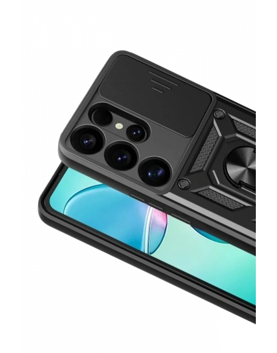 Newface Samsung Galaxy S26 Ultra Pars Lens Yüzüklü Silikon - Siyah