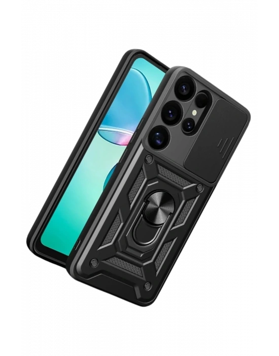 Newface Samsung Galaxy S26 Ultra Pars Lens Yüzüklü Silikon - Siyah