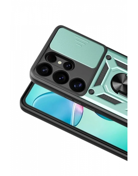 Newface Samsung Galaxy S26 Ultra Pars Lens Yüzüklü Silikon - Yeşil