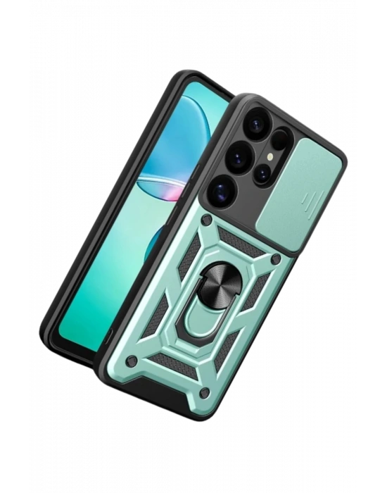 Newface Samsung Galaxy S26 Ultra Pars Lens Yüzüklü Silikon - Yeşil