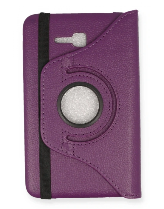 Newface Samsung Galaxy T110 / T113 Tab 3 Lite 7 Kılıf 360 Tablet Deri Kılıf - Mürdüm