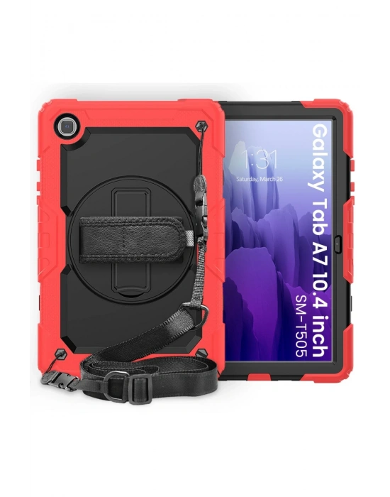 Newface Samsung Galaxy T500 Tab A7 10.4 Kılıf Pars Tablet Kapak - Kırmızı