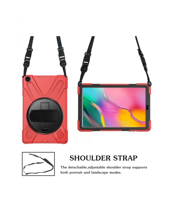 Newface Samsung Galaxy T510 Tab A 10.1 Kılıf Amazing Tablet Kapak - Kırmızı