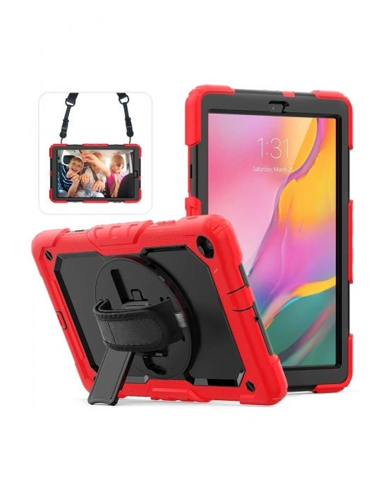 Newface Samsung Galaxy T510 Tab A 10.1 Kılıf Pars Tablet Kapak - Kırmızı