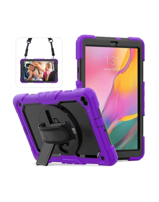 Newface Samsung Galaxy T510 Tab A 10.1 Kılıf Pars Tablet Kapak - Mor