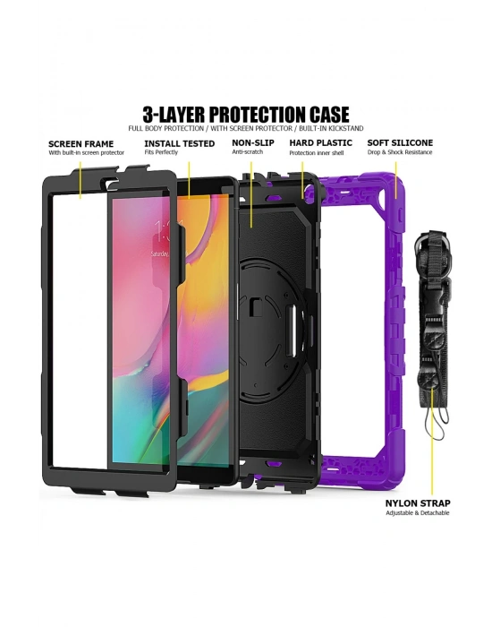 Newface Samsung Galaxy T510 Tab A 10.1 Kılıf Pars Tablet Kapak - Mor