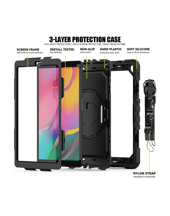 Newface Samsung Galaxy T510 Tab A 10.1 Kılıf Pars Tablet Kapak - Siyah