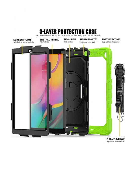 Newface Samsung Galaxy T510 Tab A 10.1 Kılıf Pars Tablet Kapak - Yeşil