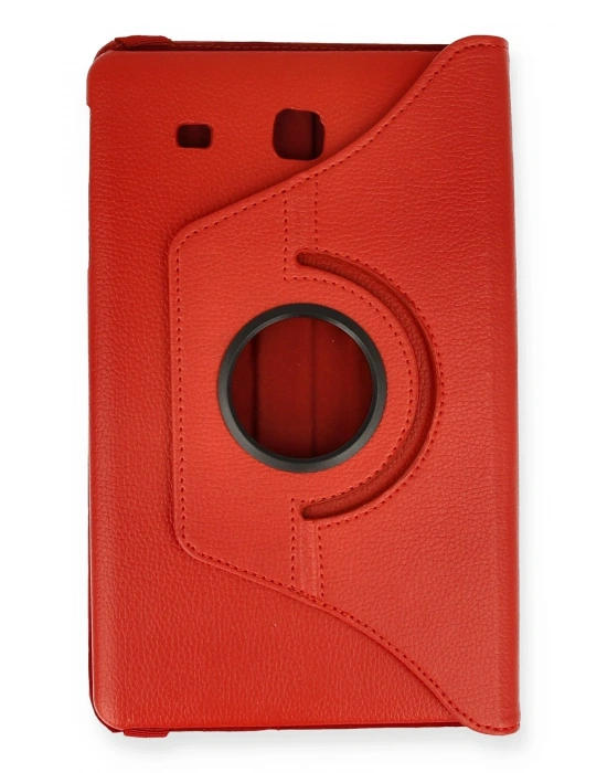 Newface Samsung Galaxy T560 Tab E 9.7 Kılıf 360 Tablet Deri Kılıf - Kırmızı