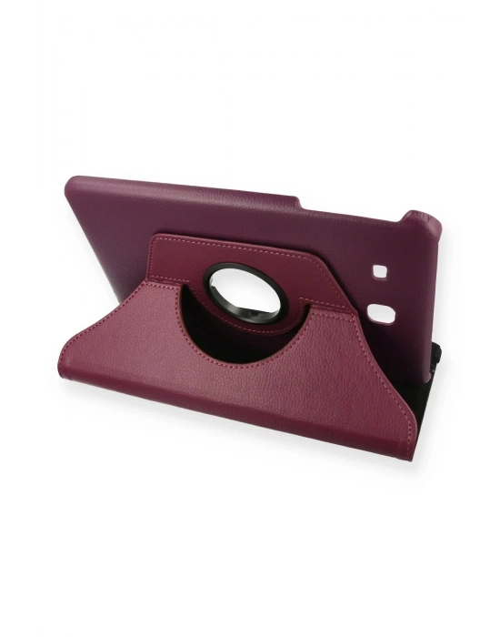 Newface Samsung Galaxy T560 Tab E 9.7 Kılıf 360 Tablet Deri Kılıf - Mürdüm