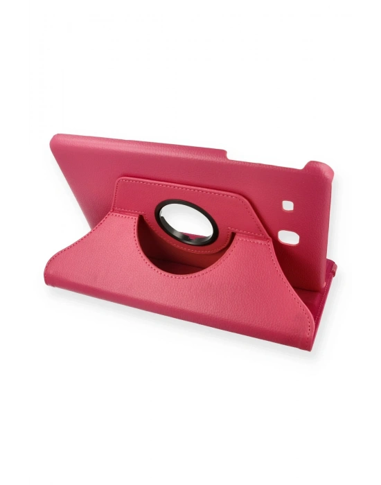 Newface Samsung Galaxy T560 Tab E 9.7 Kılıf 360 Tablet Deri Kılıf - Pembe