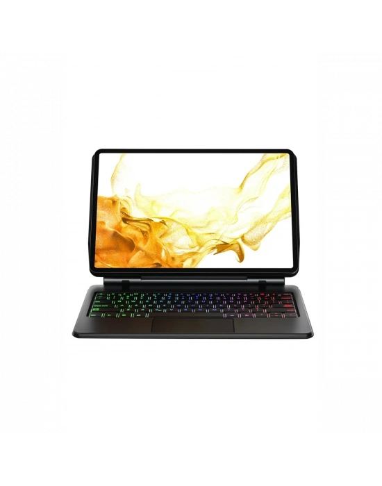 Newface Samsung Galaxy T870 Tab S7 11 Kılıf Eternal Ledli Klavyeli Tablet Kılıfı - Siyah