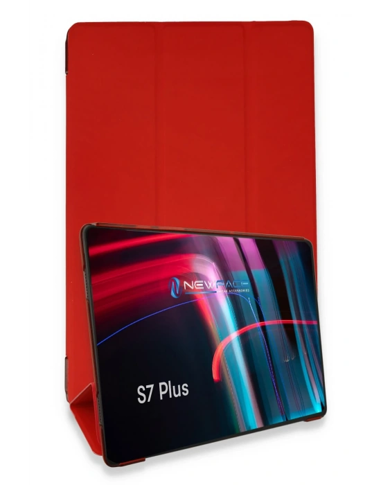 Newface Samsung Galaxy T970 Tab S7 Plus 12.4 Kılıf Tablet Smart Kılıf - Kırmızı
