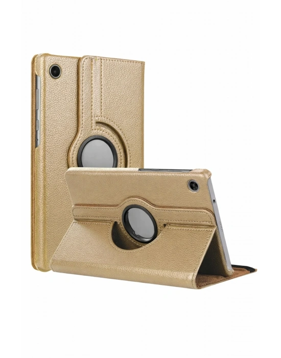 Newface Samsung Galaxy Tab A11 360 Tablet Deri Kılıf - Gold