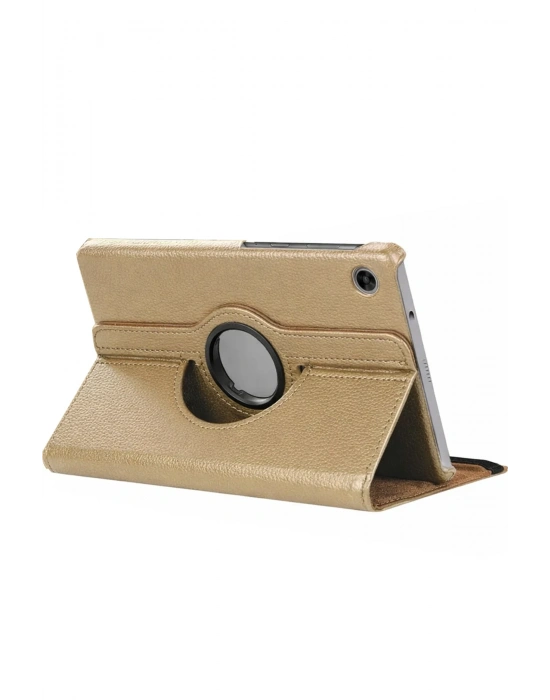 Newface Samsung Galaxy Tab A11 360 Tablet Deri Kılıf - Gold