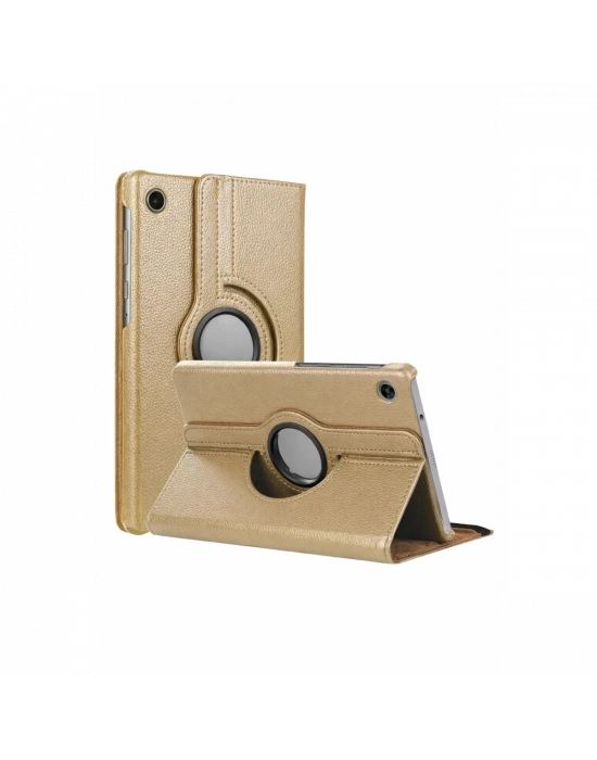 Newface Samsung Galaxy Tab A11 360 Tablet Deri Kılıf - Gold