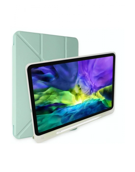 Newface Samsung Galaxy Tab A9 Plus Kılıf Kalemlikli Mars Tablet Kılıfı - Açık Yeşil