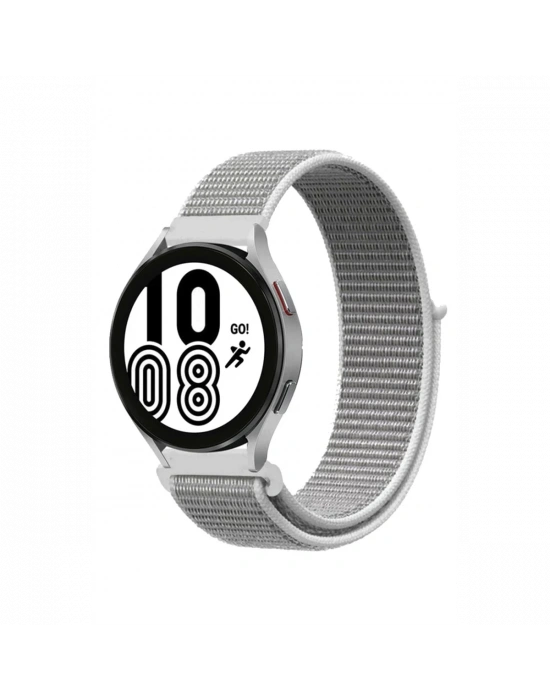 Newface Samsung Galaxy Watch 4 Hasırlı Cırtcırtlı Kordon - Beyaz