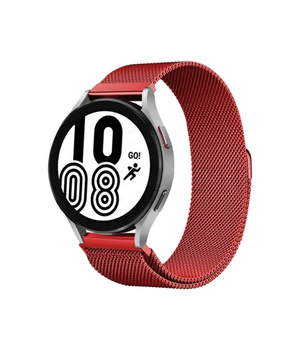 Newface Samsung Galaxy Watch 4 Metal Mıknatıslı Kordon - Kırmızı