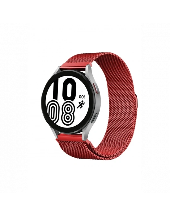 Newface Samsung Galaxy Watch 4 Metal Mıknatıslı Kordon - Kırmızı