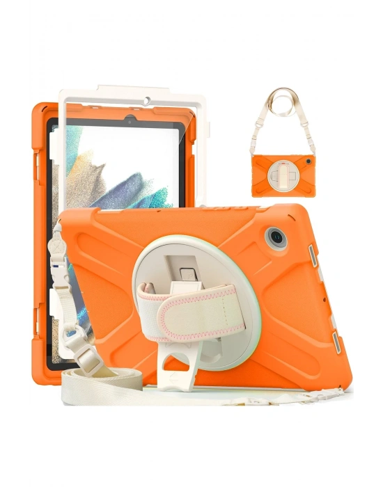 Newface Samsung Galaxy X200 Tab A8 10.5 Kılıf Amazing Tablet Kapak - Turuncu