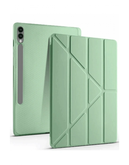 Newface Samsung Galaxy X510 Tab S9 FE 11 Kılıf Kalemlikli Mars Tablet Kılıfı - Açık Yeşil