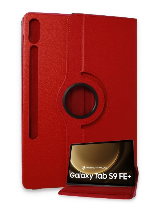 Newface Samsung Galaxy X610 Tab S9 FE Plus 12.4 Kılıf 360 Tablet Deri Kılıf - Kırmızı